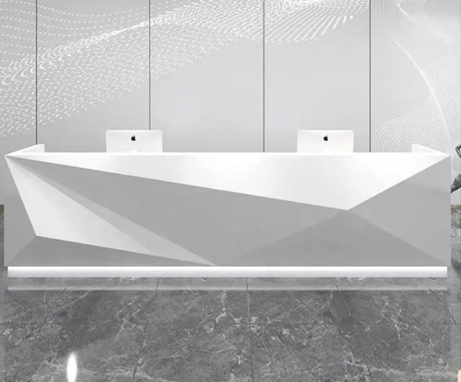 Φανταστικό Led Front Counter Reception Desk White Beautiful Curved Μεγάλο Προσαρμοσμένο Επικαιροποιημένο Επικαιροποιημένο Επικαιροποιημένο Επικαιροποιημένο Επικαιροποιημένο Πακέτο